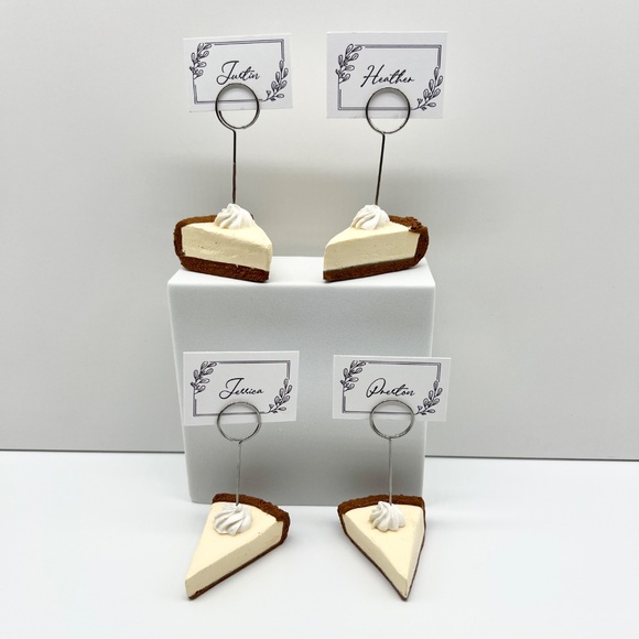 Cheesecake Place Card Holders – Handmade Mini Slice with Whipped Cream Dollop - Picture 3 of 11